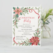 Invitation Fête de Noël Floral Frame (Debout devant)