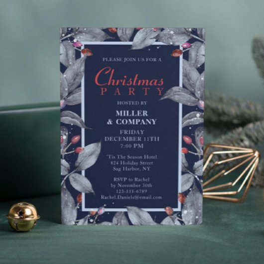 Invitation Fête de Noël Floral moderne Entreprise Fête de Noë