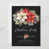 Invitation Fête de Noël Floral Poinsettia (Devant)
