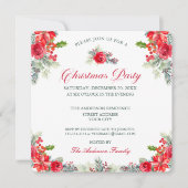 Invitation Fête de Noël florale à l'aquarelle chic (Devant)