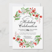 Invitation Fête de Noël Florale Aquarelle (Devant)