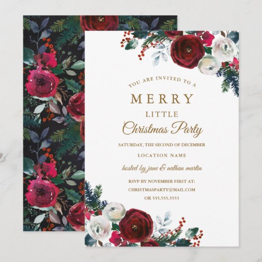 Invitation Fête de Noël Florale Bourgogne (Devant / Derrière)