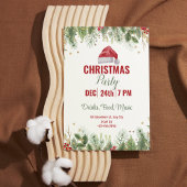 Invitation Fête de Noël florale d'aquarelle blanche simple