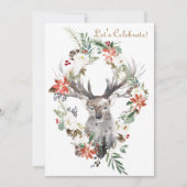 Invitation Fête de Noël florale de vacances de forêt magique (Devant)