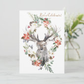 Invitation Fête de Noël florale de vacances de forêt magique (Debout devant)