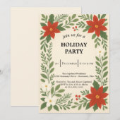 Invitation fête de Noël florale hivernale (Devant / Derrière)