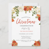 Invitation Fête de Noël florale neige (Devant)