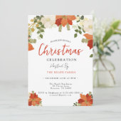 Invitation Fête de Noël florale neige (Debout devant)