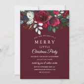 Invitation Fête de Noël Florale Rouge Bourgogne (Devant)