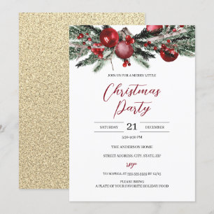 Invitation Fête de Noël Florale Rouge festive budget 