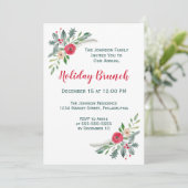 Invitation Fête de Noël Florals d'hiver & Holly (Debout devant)