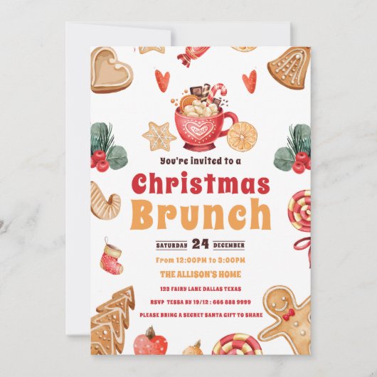 Invitation Fête de Noël Gâteau de Noël (Devant)