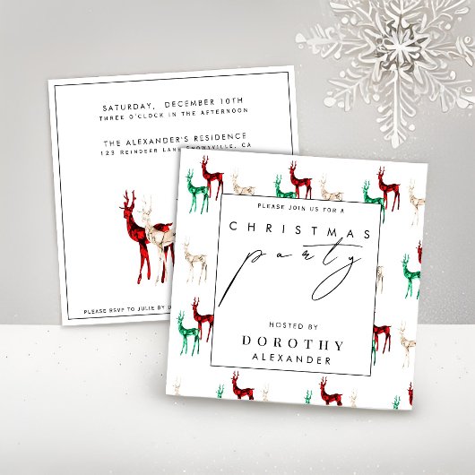 Invitation Fête de Noël Gemstone Crystal Reindeer