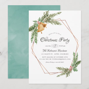 Invitation Fête de Noël géométrique à l'aquarelle