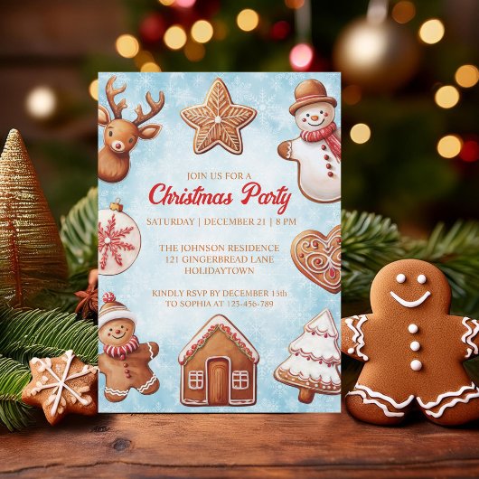 Invitation Fête de Noël Gingerbread Cookies
