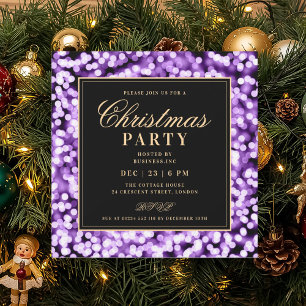 Invitation Fête de Noël Glamour Lumières Violettes Fête de Fê