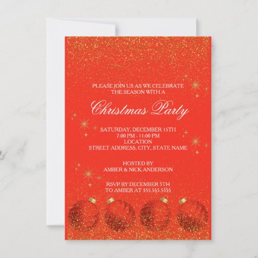 Invitation Fête de Noël glitter Joyeux Noël (Devant)