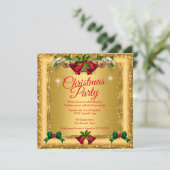 Invitation Fête de Noël glitter or rouge 2 (Debout devant)