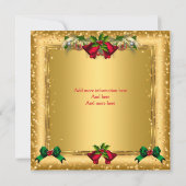 Invitation Fête de Noël glitter or rouge 2 (Dos)