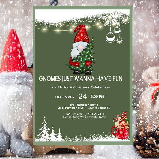 Invitation Fête de Noël Gnome