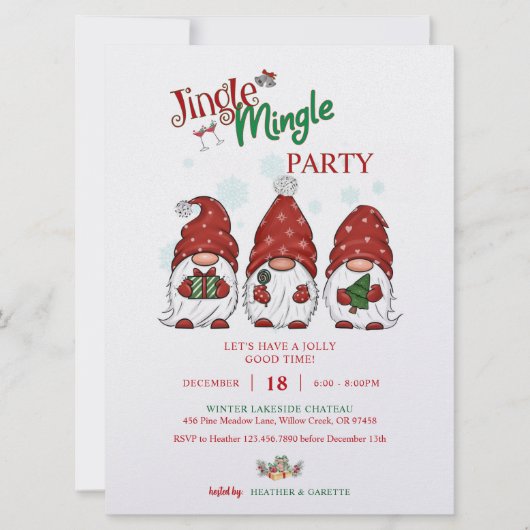 Invitation Fête de Noël Gnomes (Devant)