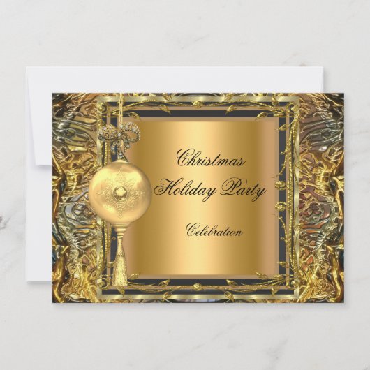 Invitation Fête de Noël Gold Ball Décor 2 (Devant)