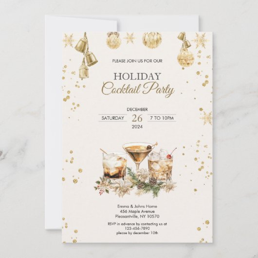 Invitation Fête de Noël Gold de Noël (Devant)