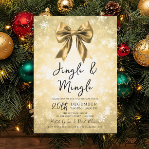 Invitation Fête de Noël Gold Jingle & Mingle Arc et Neige