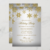Invitation Fête de Noël Gold & Silver Snowflake (Devant / Derrière)