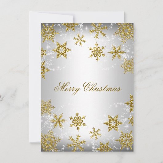 Invitation Fête de Noël Gold & Silver Snowflake (Dos)