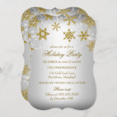 Invitation Fête de Noël Gold & Silver Snowflake (Devant / Derrière)
