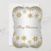 Invitation Fête de Noël Gold & Silver Snowflake (Dos)