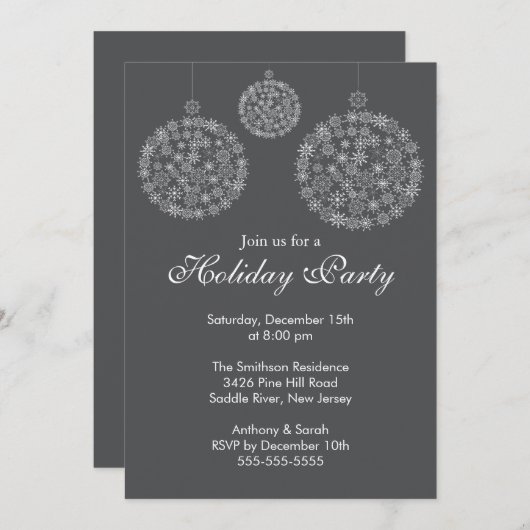 Invitation Fête de Noël Gray & White (Devant / Derrière)