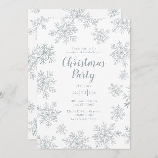 Invitation Fête de Noël Gray Winter Snowflake (Devant / Derrière)