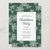 Invitation Fête de Noël Green Winter Snowflacon (Devant / Derrière)