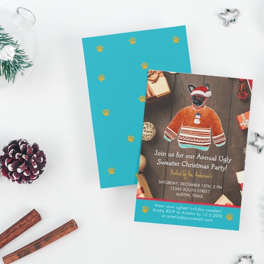 Invitation Fête de Noël Griffon Chien Fête de Sweat Vilain