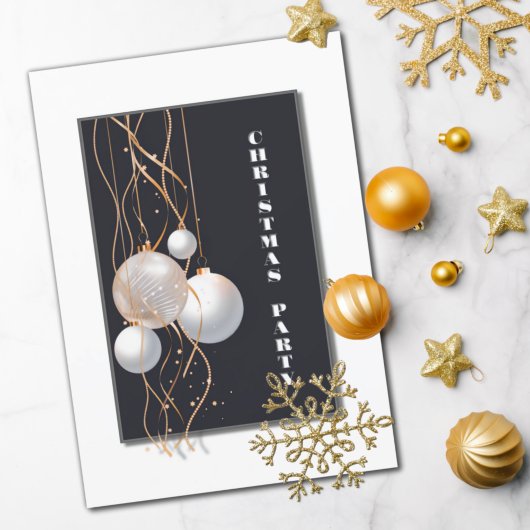 Invitation Fête de Noël gris et blanc moderne