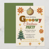Invitation Fête de Noël Groovy 70 (Devant / Derrière)