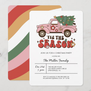 Invitation Fête de Noël Groovy Rétro Colorée 