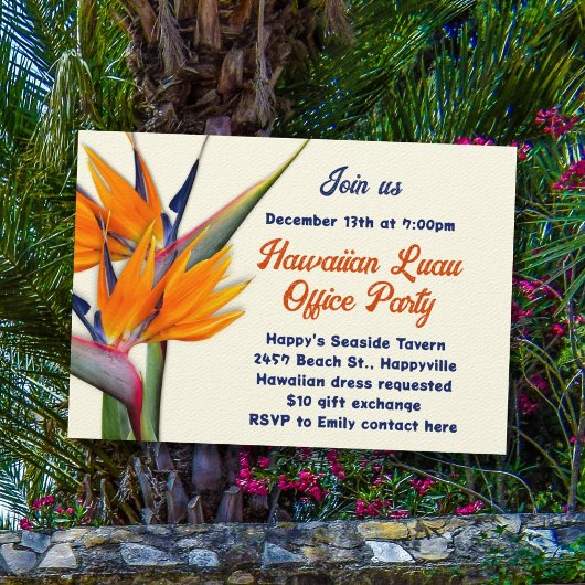 Invitation Fête de Noël Hawaiian Luau Thème