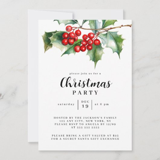 Invitation Fête de Noël Hiver Botanical Invite (Devant)