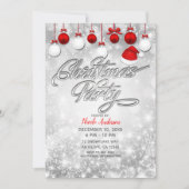 Invitation Fête de Noël Hiver Rouge Blanc Ornements (Devant)
