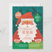 Invitation Fête de Noël Ho Ho | Vacances à Père Noël (Devant)