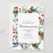 Invitation Fête de Noël Holiday Holly (Devant)