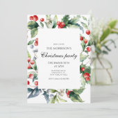 Invitation Fête de Noël Holiday Holly (Debout devant)