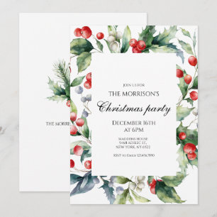 Invitation Fête de Noël Holiday Holly