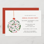 Invitation Fête de Noël Holly (Devant / Derrière)