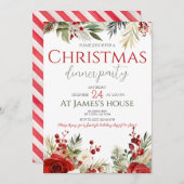 Invitation Fête de Noël Holly aux Berries d'hiver (Devant / Derrière)