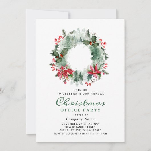 Invitation Fête de Noël Holly Berry (Devant)