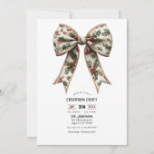 Invitation Fête de Noël Holly Bow Holiday (Devant)
